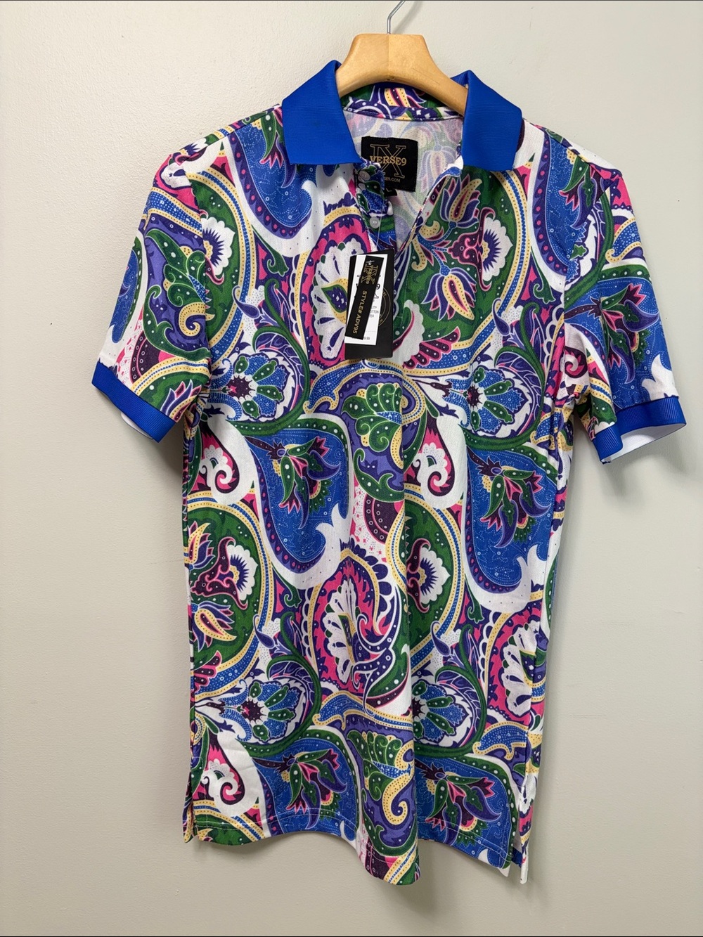 VERSE 9 Men's Multicolor Paisley Polo Shirt NWT‎ Size Large STYLE ADV95”.